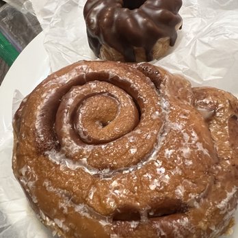 Rolling Pin Donuts - $7.23 for cinnamon roll and chocolate french . cinnamon roll was $4 - Donuts Near Me - San Bruno, California