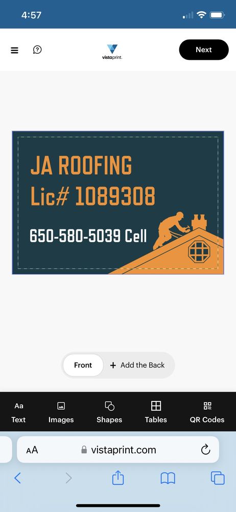 Slide of JA Roofing