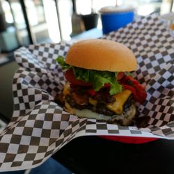 Local Burger - "The Local Burger" - Local Burger's Signature Burger with grass fed beef from the Chicome Family Farm and all the toppings!