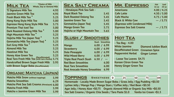 Menu photo 8 TJ Cups San Francisco, CA Menu photo 8 TJ Cups San Francisco, CA