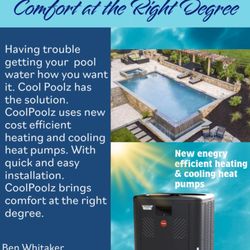 Swimming pool heat pump, heat, and cooler pool