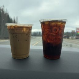 Oat milk latte and cold brew Oat milk latte and cold brew