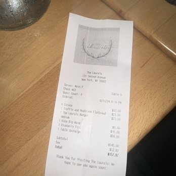 The Laurels - Table surcharge $50 because of their arbitrary $20 pp minimum spend rule - Cocktail Bars Near Me - New York, New York The Laurels - Table surcharge $50 because of their arbitrary $20 pp minimum spend rule - Cocktail Bars Near Me - New York, New York