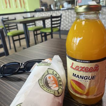 Lazeez Shawarma - a bottle of juice and a bag of chips - Mediterranean Near Me - Pickering, Ontario
