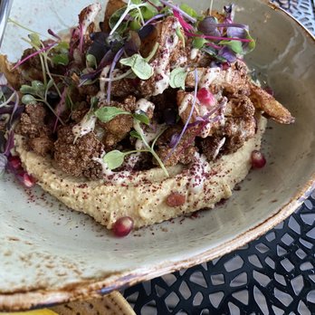 Taverna Veranda - Roasted cauliflower on hummus. Delicious. - Mediterranean Near Me - Edgewater, New Jersey Taverna Veranda - Roasted cauliflower on hummus. Delicious. - Mediterranean Near Me - Edgewater, New Jersey