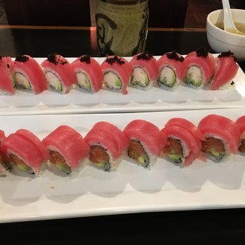 O Sushi Restaurant - Hawaiian roll (top), red dragon roll (bottom) - Sushi Bars Near Me - Tucson, Arizona O Sushi Restaurant - Hawaiian roll (top), red dragon roll (bottom) - Sushi Bars Near Me - Tucson, Arizona