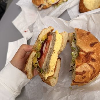 N Street Cafe - Bagel Sandwich with egg, sausage, pepper jack, & all the veggies - Sandwiches Near Me - Sacramento, California N Street Cafe - Bagel Sandwich with egg, sausage, pepper jack, & all the veggies - Sandwiches Near Me - Sacramento, California