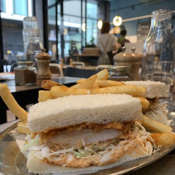 Devon on Barangaroo - Kji fried chicken sando with fries - Breakfast & Brunch Near Me - Barangaroo, NSW