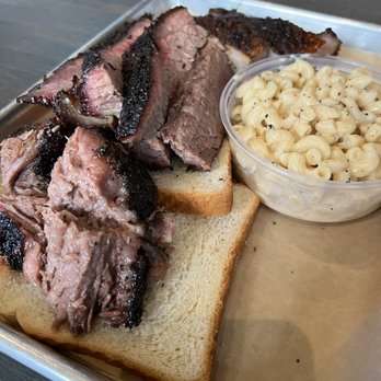 Smok Barbecue - Quarter lbs burnt end brisket, half lbs fatty brisket, and half lbs of pork belly. Mac and cheese. - Barbeque Near Me - Denver, Colorado
