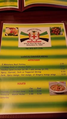 Menu photo 6 Jamaica Cabana Restaurant Dallas, TX