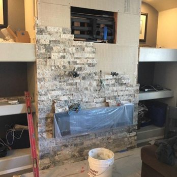 Eli The Handyman - Ledger stone at entertainment center - Handyman Near Me Eli The Handyman - Ledger stone at entertainment center - Handyman Near Me