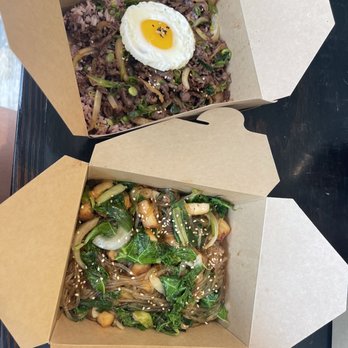 Bopbox - Ribeye Bulgogi Rib-Eye Bowl Japchae Bop with pork belly - Asian Fusion Near Me - Seattle, Washington