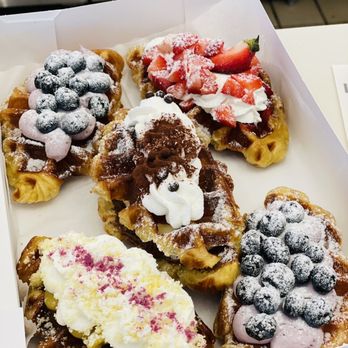 Croffle House - Blueberry cream cheese, strawberry, Nutella in the middle, sweet potato in the front - Bakeries Near Me - Flushing, New York Croffle House - Blueberry cream cheese, strawberry, Nutella in the middle, sweet potato in the front - Bakeries Near Me - Flushing, New York