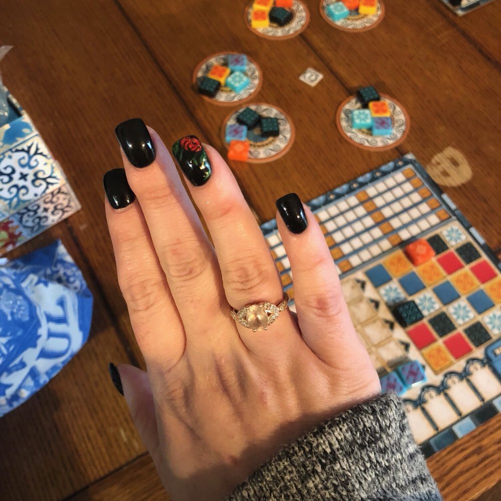 Radiant Nails - Gel Dip Powder with Hand Painted Roses - Nail Salons Near Me - Inver Grove, Minnesota