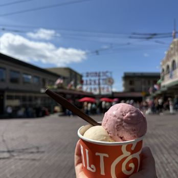 Salt & Straw - Split single - Strawberry Coconut Water Sherbet (v), Vanilla Apple Custard Tart (Sep special) - Ice Cream & Frozen Yogurt Near Me - Seattle, Washington Salt & Straw - Split single - Strawberry Coconut Water Sherbet (v), Vanilla Apple Custard Tart (Sep special) - Ice Cream & Frozen Yogurt Near Me - Seattle, Washington