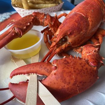 Gateway Lunt’s Lobster Pound - Lobster with fries and slaw - Seafood Near Me - Trenton, Maine