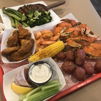 Avery's Maryland Grill - Ribeye w/asparagus and broccoli & combo w/4 crabs, wings, shrimp, & 2 sides. - Seafood Near Me - Frederick, Maryland Avery's Maryland Grill - Ribeye w/asparagus and broccoli & combo w/4 crabs, wings, shrimp, & 2 sides. - Seafood Near Me - Frederick, Maryland