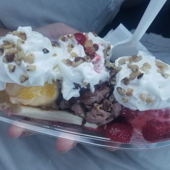 The Brick House Drive In Restaurant - Banana split with nuts. Just under $8. Very good but i get larger splits at other spots. - American Near Me - Hooksett, New Hampshire The Brick House Drive In Restaurant - Banana split with nuts. Just under $8. Very good but i get larger splits at other spots. - American Near Me - Hooksett, New Hampshire