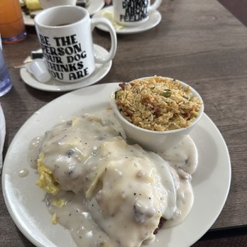 Good Day Cafe - Biscuits, sausage, eggs, gravy, bacon fried rice. - Breakfast & Brunch Near Me - Vallejo, California