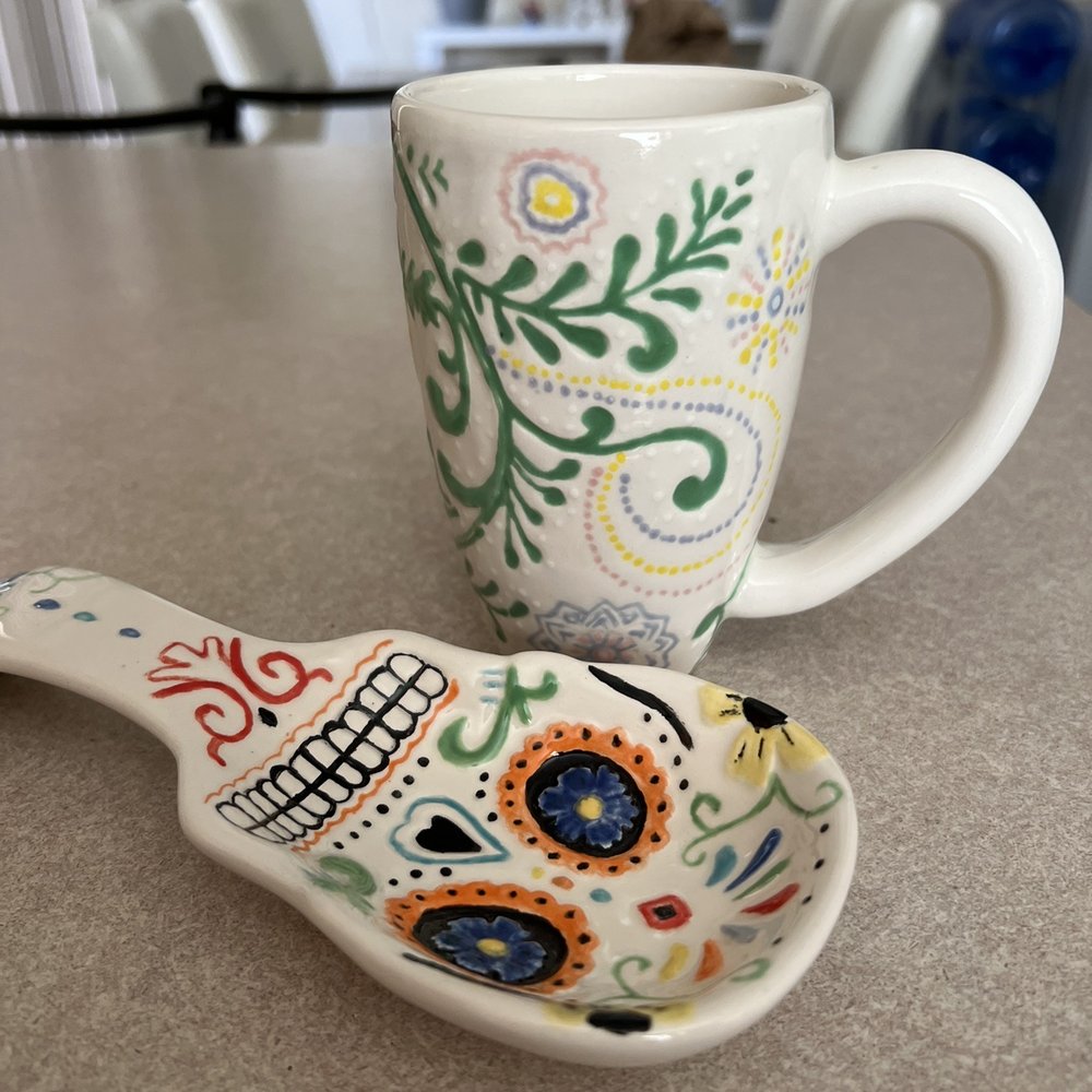 Color Me Mine - Final product, spoon rest and mug! Practical, and already have been used - Paint-Your-Own Pottery Near Me - St. George, Utah Color Me Mine - Final product, spoon rest and mug! Practical, and already have been used - Paint-Your-Own Pottery Near Me - St. George, Utah