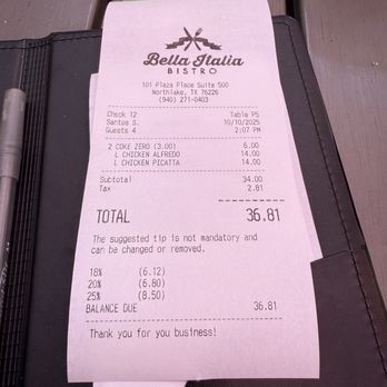 Bella Italia Bistro - Not bad!! - Italian Near Me - Northlake, Texas