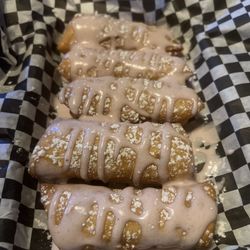 Huckleberry cheesecake poppers.