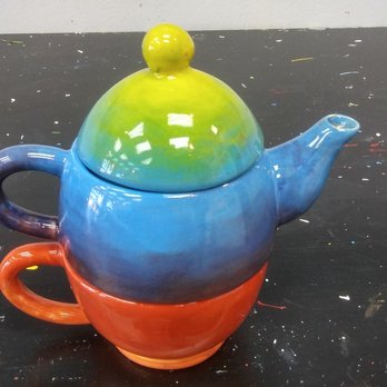 Painters Palette - Amazing! Tea For One combo, with cup on the bottom. - Paint-Your-Own Pottery Near Me - American Fork, Utah