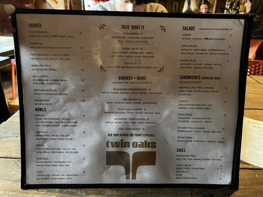 Menu photo 4 Twin Oaks Roadhouse Penngrove, CA