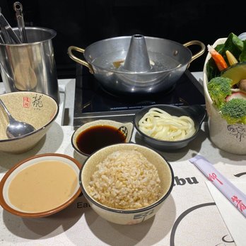 IShabu Shabu - Set up of one entree - konbu broth with brown rice - Hot Pot Near Me - Redondo Beach, California IShabu Shabu - Set up of one entree - konbu broth with brown rice - Hot Pot Near Me - Redondo Beach, California