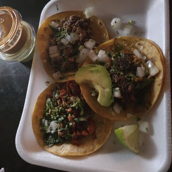 Taqueria Dame Mas - Pastor, Carnitas, & Beef Fajita corn tacos. Comes with green & red salsa. - Mexican Near Me - Richmond, Texas Taqueria Dame Mas - Pastor, Carnitas, & Beef Fajita corn tacos. Comes with green & red salsa. - Mexican Near Me - Richmond, Texas