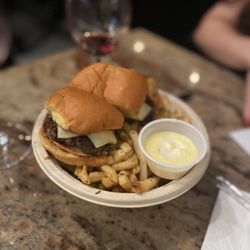 Le Bouillon - Smash burger, fries, sauce (I think it was lyonnaise?)