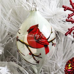Seasons By Rosalba - Christmas cardinal glass ornaments at Seasons By Rosalba in Laredo, Texas.