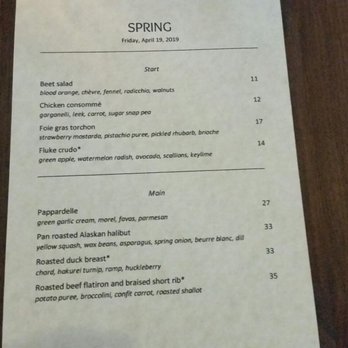 Spring - Menu 4/19/19. - New American Near Me - Marietta, Georgia