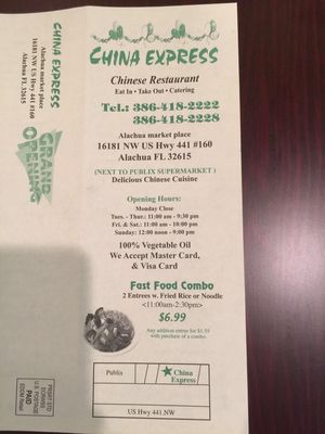 Menu photo 5 China Express Alachua, FL