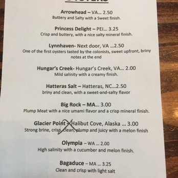 The Atlantic - Oyster menu - Seafood Near Me - Virginia Beach, Virginia