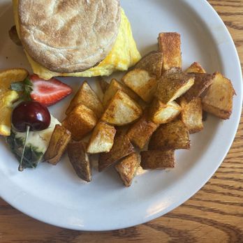Farmhouse Cafe - English muffin breakfast sandwich. - American Near Me - Lake Placid, New York