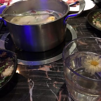 Hot Pot 828 - Single hot pot with Chrysanthemum tea in the side - Hot Pot Near Me - Brooklyn, New York