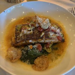 Blackened Salmon with Crispy Calabrian Shrimp