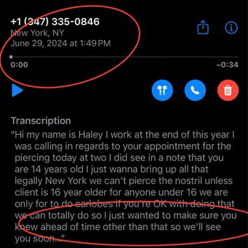 The End Is Near - You can clearly see the date & time of this voice message and the transcription.... - Piercing Near Me - Brooklyn, New York The End Is Near - You can clearly see the date & time of this voice message and the transcription.... - Piercing Near Me - Brooklyn, New York