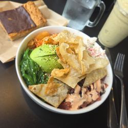 Bodhi Cafe & Bistro - Poke bowl, oat bar, Pina colada protein smoothie