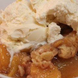 Ummm, peach cobbler with BB Vanilla ice cream. Sooo good Ummm, peach cobbler with BB Vanilla ice cream. Sooo good