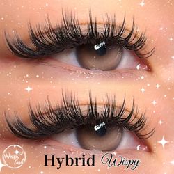 Hybrid wispy lash extensions