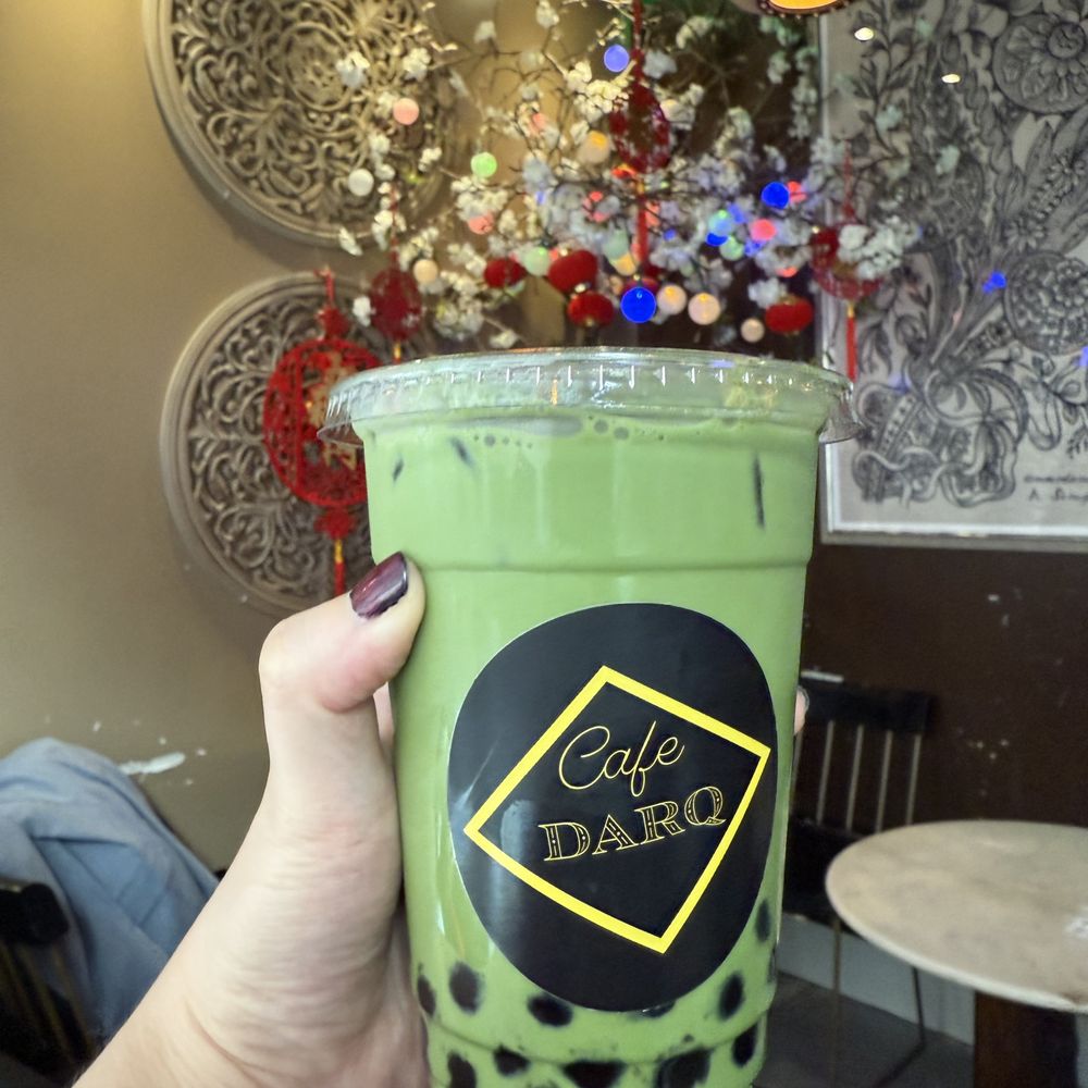 Cafe Darq - Iced Matcha Latte with Boba - Asian Fusion Near Me - Boston, Massachusetts
