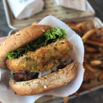 BurgerFi - Veggie burger with crispy avocado added - Burgers Near Me - Boca Raton, Florida BurgerFi - Veggie burger with crispy avocado added - Burgers Near Me - Boca Raton, Florida