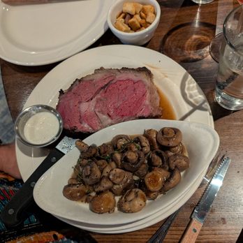 Pelican's West - Side dish mushroom and prime rib. The Pelican - Seafood Near Me - Albuquerque, New Mexico