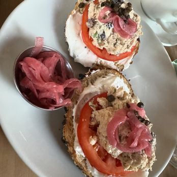Zak The Baker - Tuna salad platter bagel - Kosher Near Me - Miami, Florida Zak The Baker - Tuna salad platter bagel - Kosher Near Me - Miami, Florida