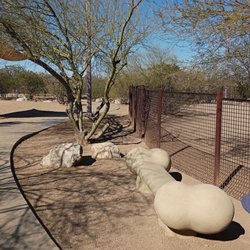 Ivan's Spot Dog Park - The front shade area as well as another bone and trash can