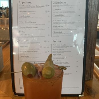 Persimmons Waterfront Restaurant - Fantastic Bloody Mary with Country Ham! Pickled okra and a green olive- 'Bartender Bitch Chris' - New American Near Me - New Bern, North Carolina Persimmons Waterfront Restaurant - Fantastic Bloody Mary with Country Ham! Pickled okra and a green olive- 'Bartender Bitch Chris' - New American Near Me - New Bern, North Carolina