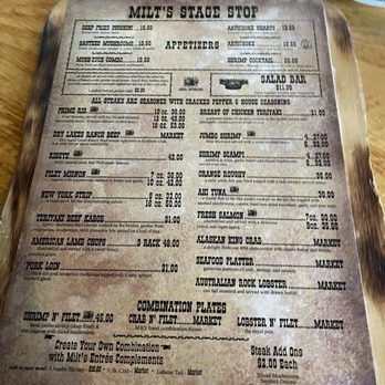 Milt's Stage Stop - The menu - Steakhouses Near Me - Cedar City, Utah Milt's Stage Stop - The menu - Steakhouses Near Me - Cedar City, Utah