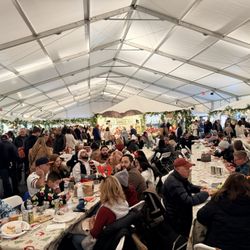 Old World Christmas Market - Area to eat and lines for food/drinks.
